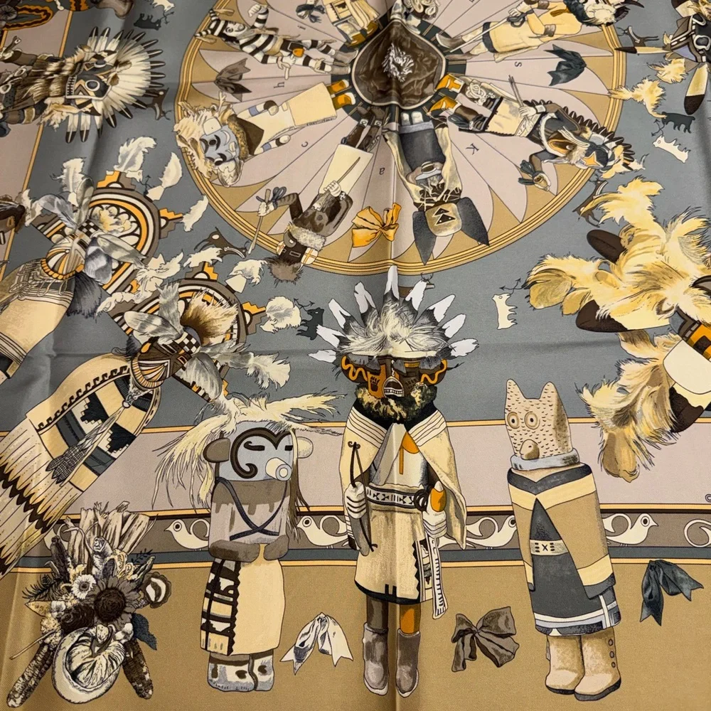 Hermès Vintage Kachinas Hopi Silk Scarf by Kermit Oliver - Picture 10 of 14